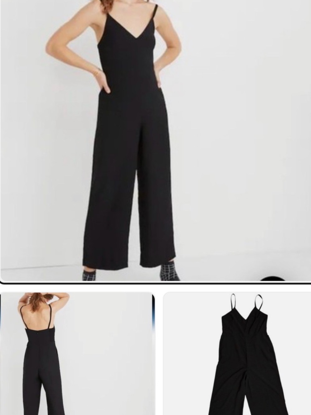 NWT Madewell Women’s Black spaghetti strap wide leg Jumpsuit - Size 0